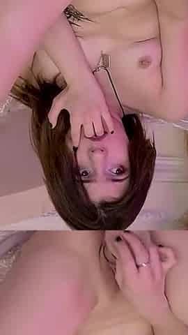 Babygirl in Missionary Position Fucks Herself with a Dildo and Moans