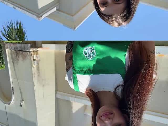 Brunette hair POV Prone Bone with Natural Titties