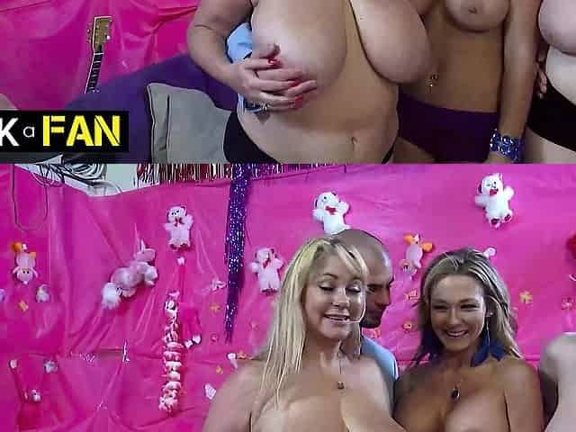 Fortunate Fan Wins Contest To Have a fun Blowjobs From Breasty Bitches!