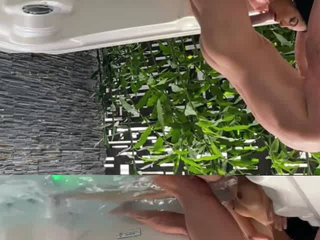 Horny latina fucks this lucky guy in his jacuzzi