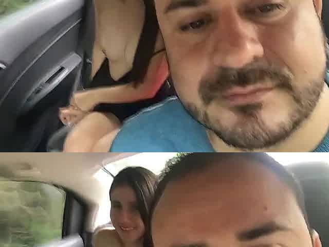 divine schoolgirl changes clothing in the car