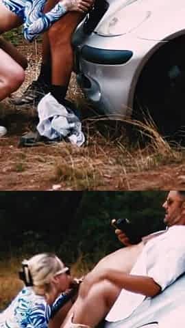 Romanian Hitchhiker Blowjob on Motorway in France