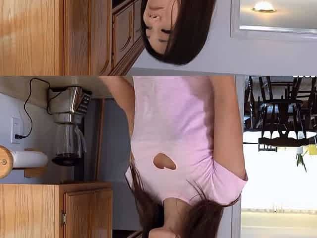 Petite Busty Asian Sucks & Fucks White Cock