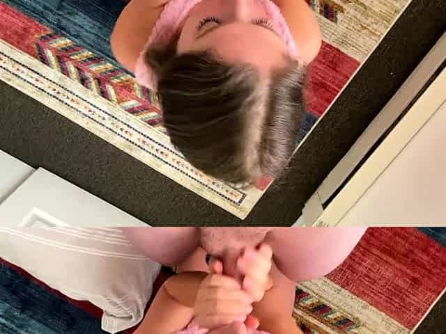 Real blonde amateur giving a POV blowjob