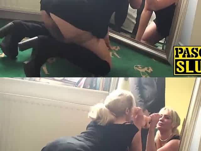 Hawt golden-haired older deepthroats and gets screwed by a chubby schlong