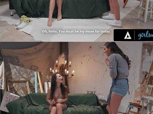 GIRLSWAY - Bickering Painters Ana Foxxx Bella Rolland Share Petite Model Liz Jordan