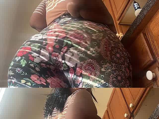 BLACK big beautiful woman CLAPS BUTT IN YOGA PANTIES
