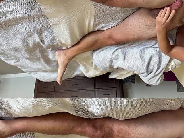 Pretty Wife Sluggishly Strokes Up and Down Until That guy Explodes