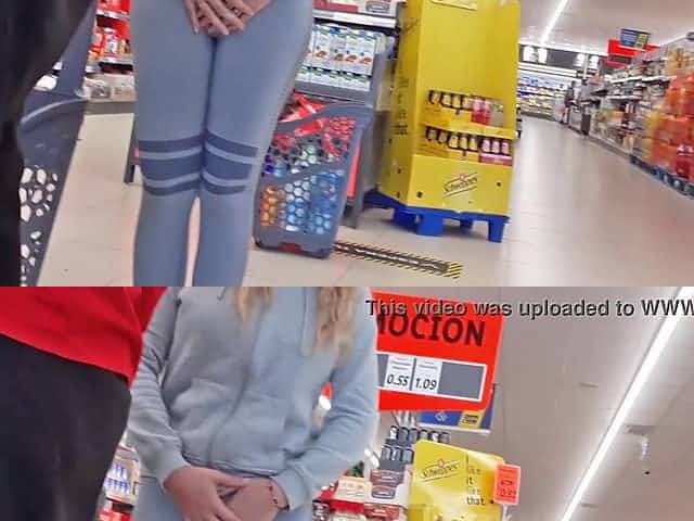 GET TO WATCH! Concupiscent beauty caught touching in public. Out Of pants flashing CAMELTOE vagina lips