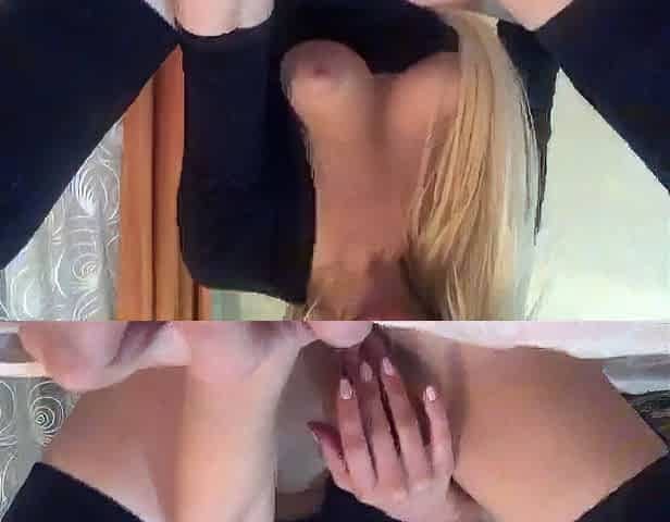 Hot Blonde Babe fingering her pussy for you