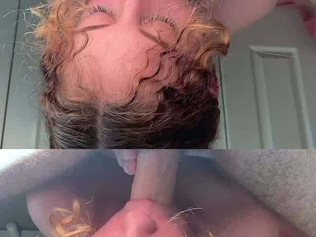 Small tit brunette gives a POV blowjob