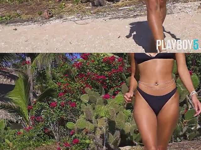 Teen model from Mexico exposes her consummate small body on a beach