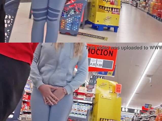GET TO WATCH! Lascivious beauty caught touching in public. Out Of pants flashing CAMELTOE vagina lips