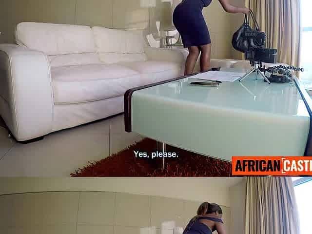 Breasty Ebony Model Gets Pounded Hard in Coarse Interracial Homemade Interview