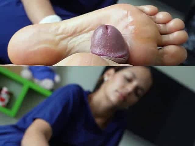 Nurse Footjob - Nurse Extracts Sperm Sample With Her Feet -