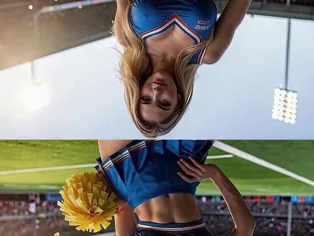 PACKED STADIUM MEATY EMOTIONS GORGEOUS CHEERLEADER BANGED HARD (IA GENERATED) NOT A REAL PERSON