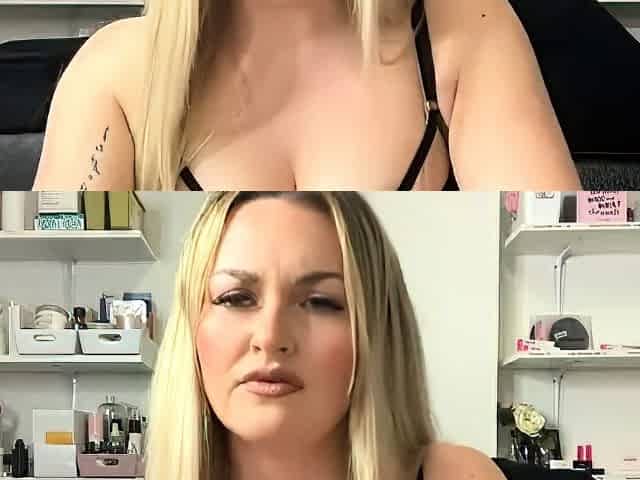 Blonde with big boobs fucked from behind before tit wanking