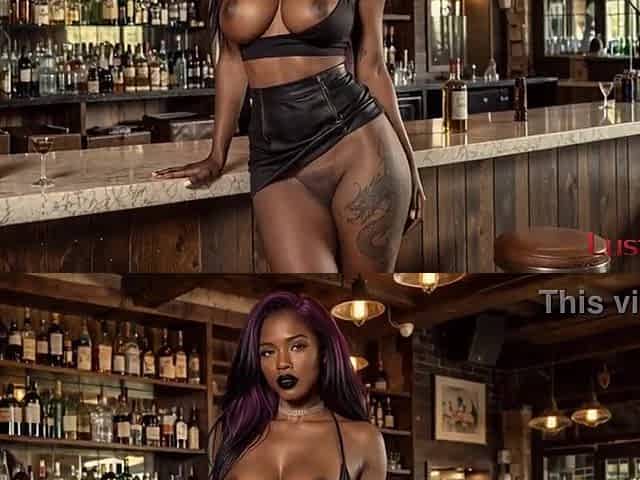 Sex with a curvy ebony beauty right in the bar [AI]