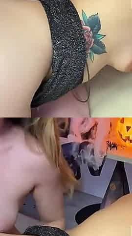 Halloween Threesome with Hot Big Ass Blonde and Her Monster Cock Boyfriend