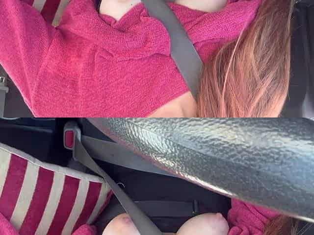 Sexy Car Ride with Artemisia Love While She Flash Her Big Horny Boobs