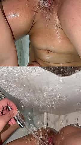 masturbating in the shower squirting climax, slow motion POV???
