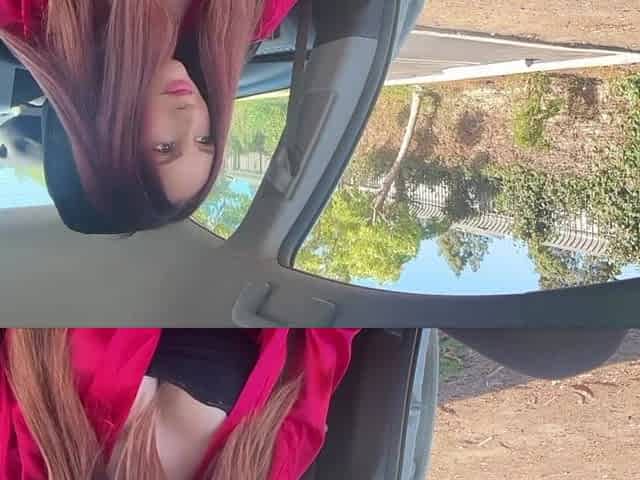 Lengthy Hair Large Melons Stepmom Artemisia Love Smokin' Fetish sesh in the car
