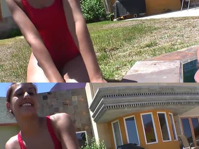 Ratchet Bitch Fucked By The Pool Outdoors - Perky tits 19yo Lyla Storm(4K) as cowgirl - Lyla storm