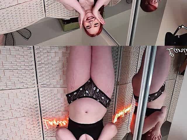 wank to your SUPERLATIVELY GOOD ALLY whilst this babe's changing!! try on haul - redhead natural 34DDD melons