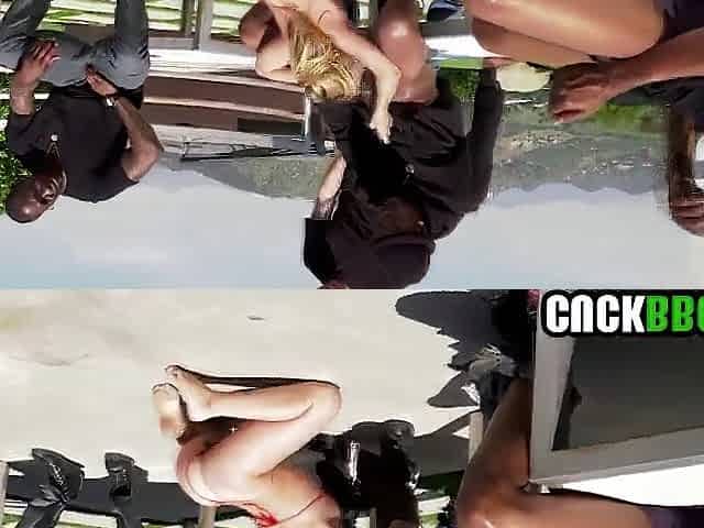 Golden-haired Wench Group-fucked By Large Ebony Rods In Front Of Cuck BF