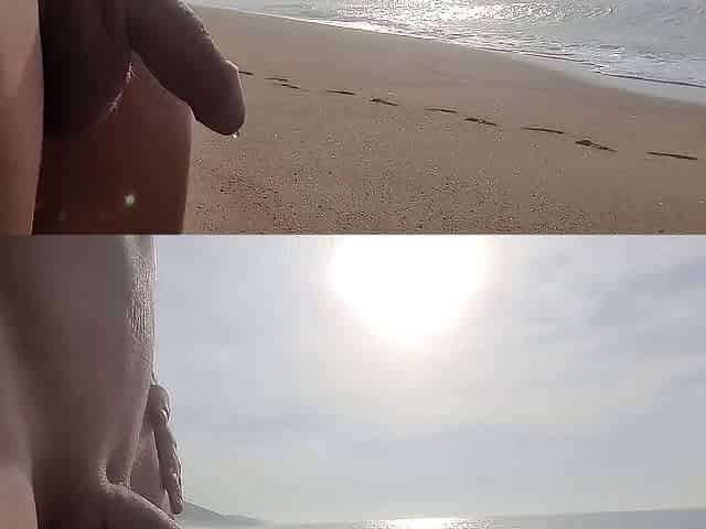 Me pissing on the beach in public and training my weenie to screw a lengthy time out of cum