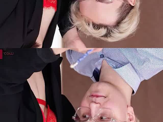 An Oriental woman gives anal to a blond dude