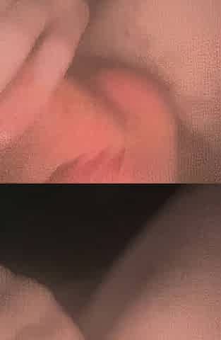 Thick white knob being stroked during the time that groaning