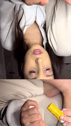 Chubby amateur teen replaces breakfast for some masturbation