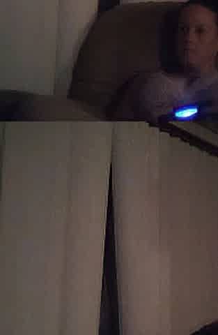 Sexually excited angel in night gown playing clip games and showing off her cleavage