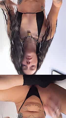 Amateur tattooed angel plays with herself