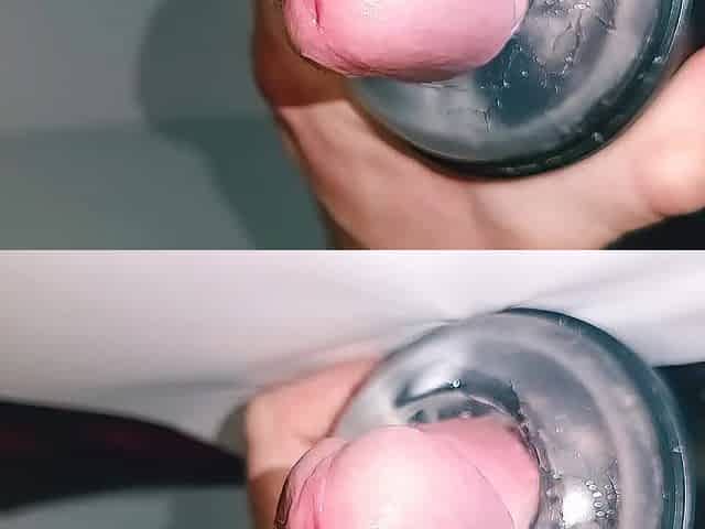 Fleslight ASMR and spunk flow close up