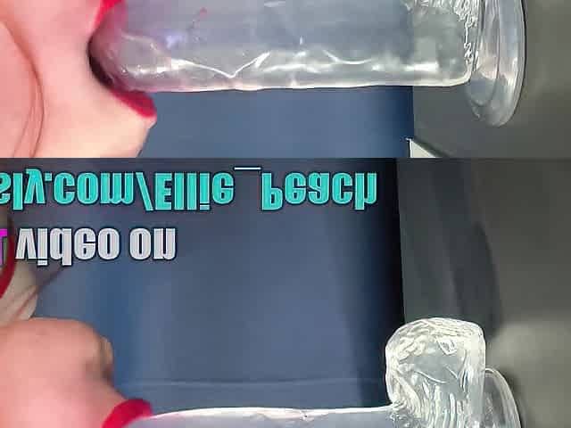 Bitch femboy sucks vibrator in drool