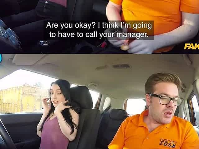 Chick Blows Instructor Then Bounces Arse On Jock In Car - Fake Driving School
