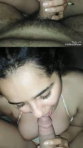 Horny Cute girlfriend giving blowjob