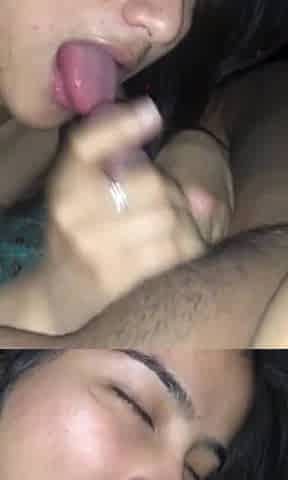 Blowjob with cute facial expression