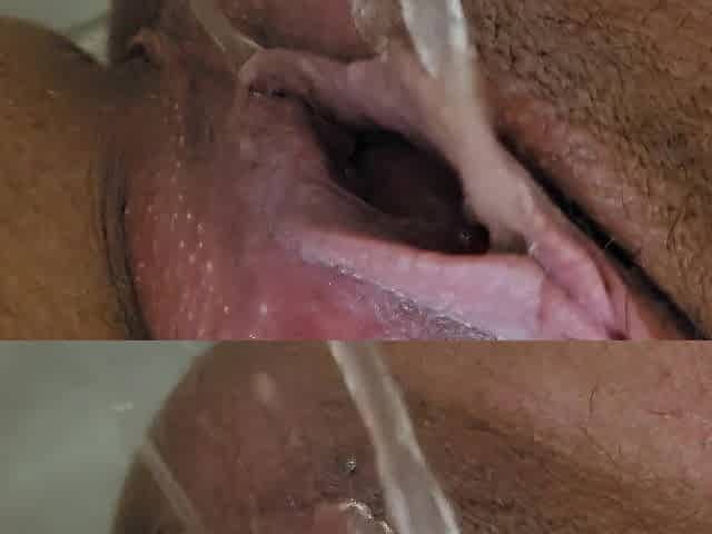 Gal pissing cunt and urethra up close and immodest