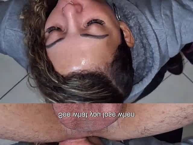 That babe stuck her tongue inside his booty during the ass drilling session.