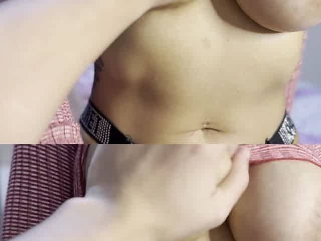 My girlfriend with large bazookas jerks me off until I cum
