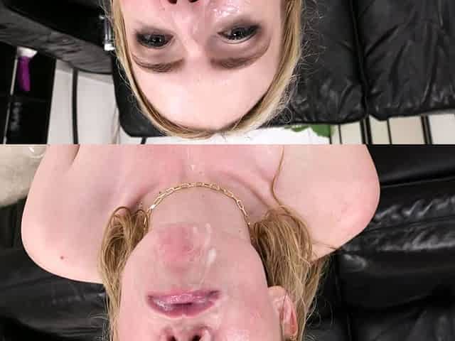 Blonde milf housewife having group sex in a kitchen