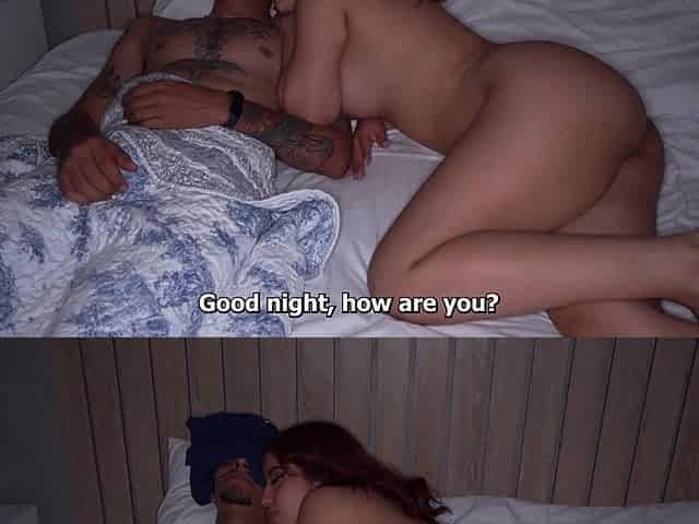 Cheating Wife Gets Into Bed with Her Husband and Under His Nose Cheats on Him with His Stepbrother at the Same Time