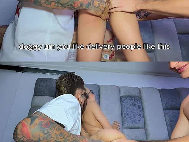 Beautiful Venezuelan Girl Can't Afford Her New Shoes... so Pay with a Hot Threesome with the Two Delivery Guys