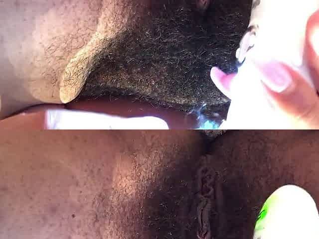 Trimming my hirsute bush. ROCK HARD SNATCH