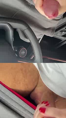Sloppy Handjob in a Car in Supermarket Parking Lot