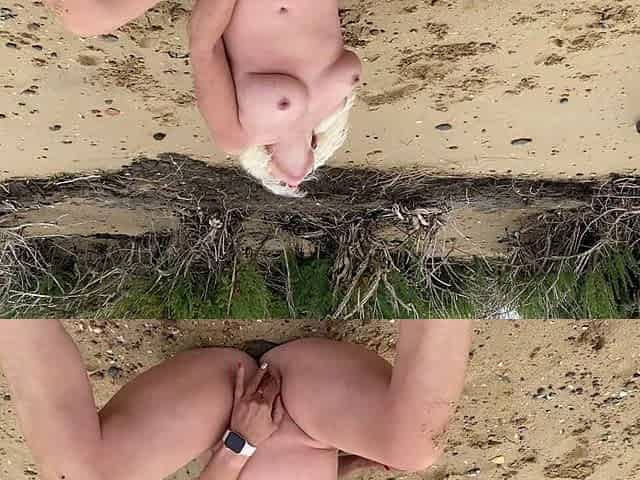 In Black Dress Then Naked on the Beach