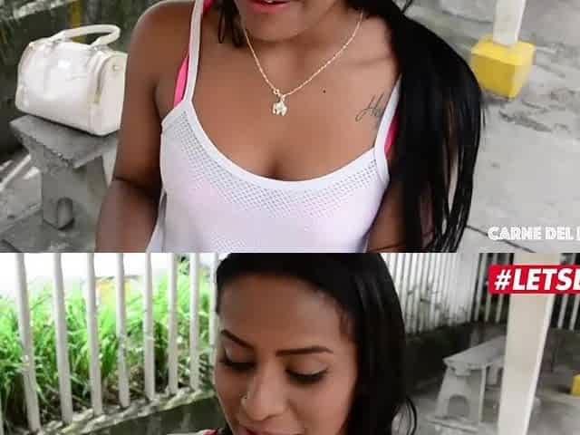LETSDOEIT - Picked Up At The Market Latin chick Teen Swallows a Giant Load